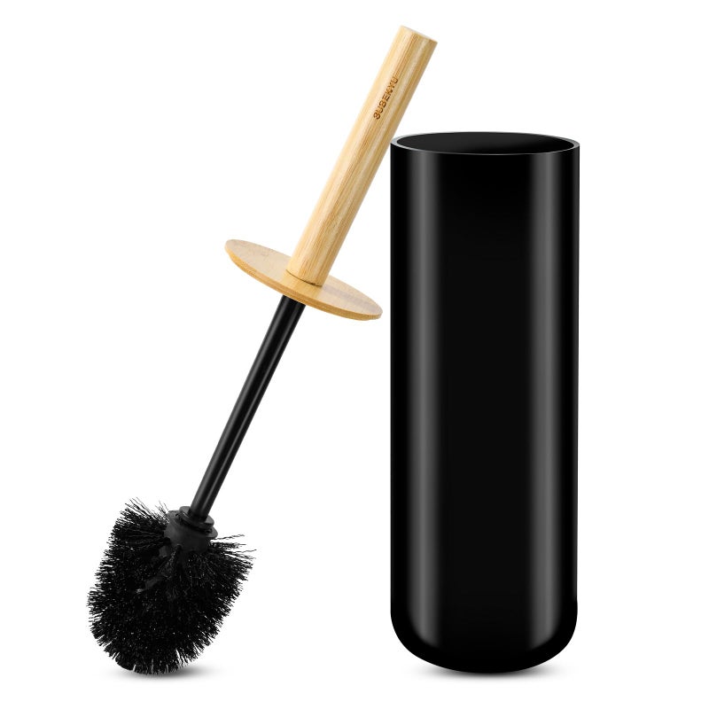 SUBEKYU Toilet Brush, Toilet Bowl Brush and Holder Set, Bathroom Toilet Bowl Cleaner for Deep Cleaning, Black - Image 1